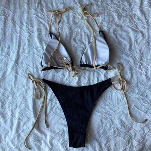 SHEIN Navy with Tan String and Tie-Dye Pink and Purple Bikini Bundle of 2 - Picture 13 of 13